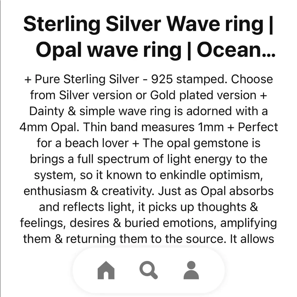 Opal Sterling Silver Gold Plated Modern Wave Ring NWT